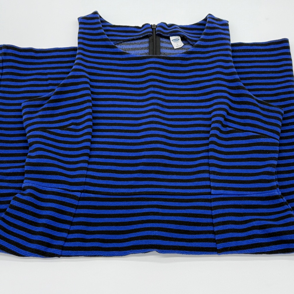 Striped Blue and Black Sleeveless Bodycon Dress